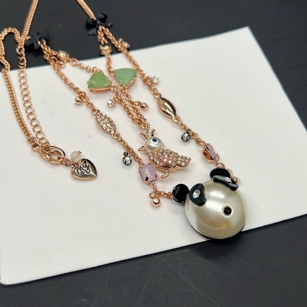Betsy Johnson Pearl critters multi illusion necklace panda